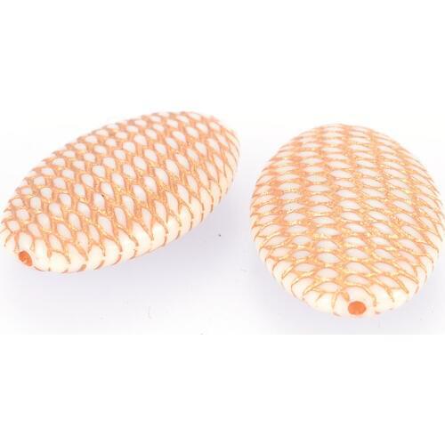 Miasol 10 Pcs/Lot 38x25x10mm Antique Acrylic Stripe Oval Shape Antique Design Spacer Charm Beads For Diy Jewelry Making