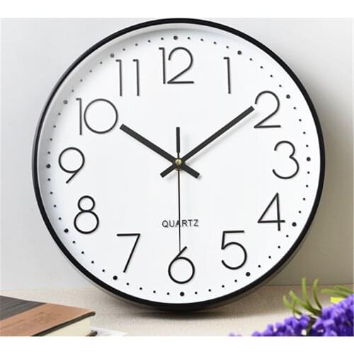 Wall Clock Rose Gold Black Silent Hanging Digital Quartz Horloges Creative Thick Border Watch Living Room Study Decor 10 Inch