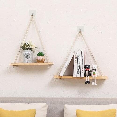 Wood Storage Rack Decorative Sling Rack Flower Pot Storage Rack Wall Hanging Wood Hanging Pendant Ornaments Floating Shelves