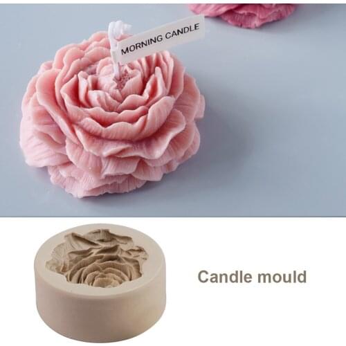 Aromatherapy Candle Mould Peony Flower 3D Silicone Mold for Scented Candle Soap Plaster DIY Peony Crafts Baking Decoration