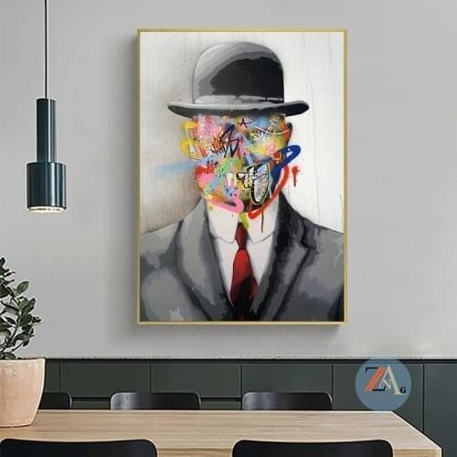 Graffiti art posters, famous paintings "Son of Man" and prints, pop art, oil painting, street art, home decoration