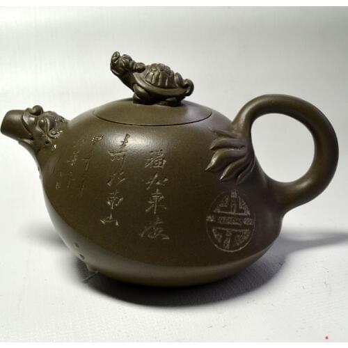 Yixing Teapot 180ml Chinese Zisha Purple Clay Handmade Dragon Turtle Ceramic Tea Pot