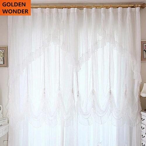 Quality Voile Tulle Finished Products Lace Curtain White Color Customized For Living Room Bed Room Blind Home Textile Home Decor