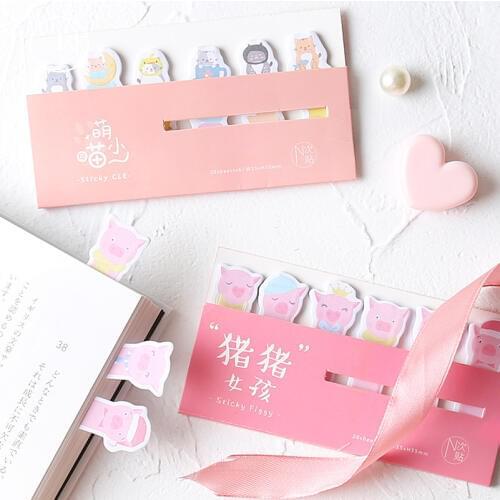 Piggy And Cat Memo Pad N Times Sticky Notes Escolar Papelaria School Supply Bookmark Label