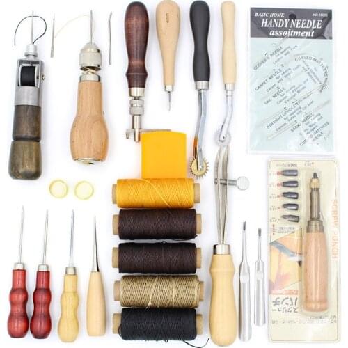 Leather Craft Sewing Tool Set, Hand-stitched Cone Kit, Splicing Grover, DIY Punching Sewing Tool Accessories Punch Needle Set