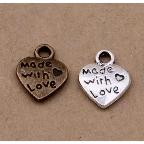 Hot 100pcs Vintage Heart-shaped Charm For Making Chain/bags/apparel/earrings/gift Decorations Fashion DIY Jewelry Accessories