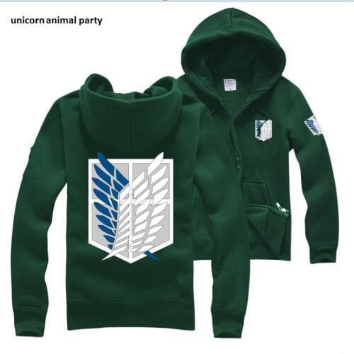 Best Sellers Anime Attack on Titan Cosplay Costumes Hoodie Green Black Scouting Legion Hooded Sweater for Unisex