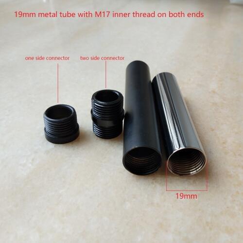 2pieces/lot dia. 19mm female thread metal connecting hollow tube with M17 inner thread for floor lamp Lighting accessories