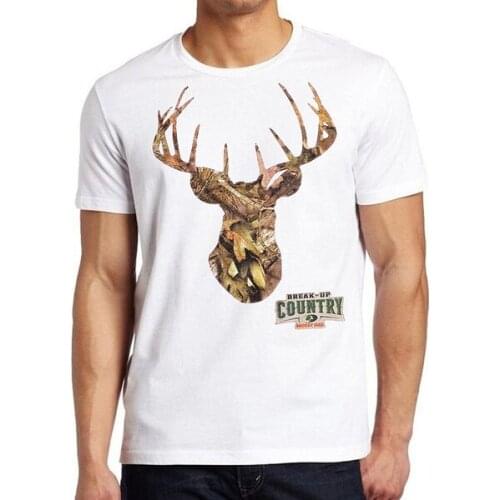 Mens Summer Fashoin Mossy Oak Camo Deer HeadWhite T-Shirt White