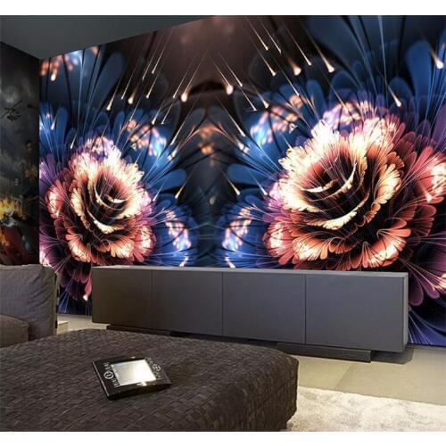 Custom Photo Wall Paper Modern 3D Stereo Fluorescent Flowers Murals KTV Bar Clubs Entertainment Place Creative Decor Wallpapers