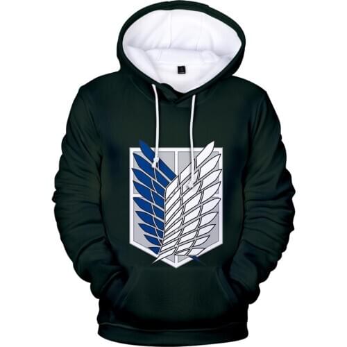 2021 New Anime Attack on Titan Cosplay Costumes Hoodie Green Black Red Scouting Legion Hooded Sweater for Unisex Cosplay