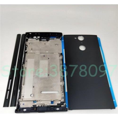 Original For Sony Xperia XA2 H4133 H4131 H4132 Full Housing Middle Front Frame Bezel + Side Rail Stripe With Side Buttons