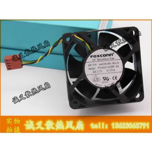 Foxconn 6025 PV602512ESPF OA 60mm 12V 0.35A 6cm 4Wire For HP 444306-001 DC7800 DC7900 USDT server Case axial Cooling Fan