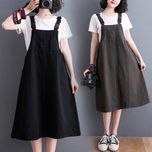 Strap Dress 2021 New Arrival Sleeveless Loose Summer Dress Japan Style Cotton Street Fashion Girls Women Travel Casual Dress