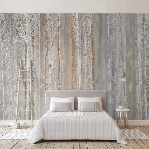 Custom Photo Wall Paper Abstract Art Oil Painting Forest Tree Nordic Style Living Room Sofa TV Background Wall Murals Wallpaper