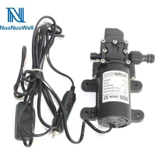 Portable Black 12V 80W Car Cigarette Charger Diaphragm Pump Outdoor Irrigation Fishing Pump 5.5L/Min DIY Car Wash Tool Universal
