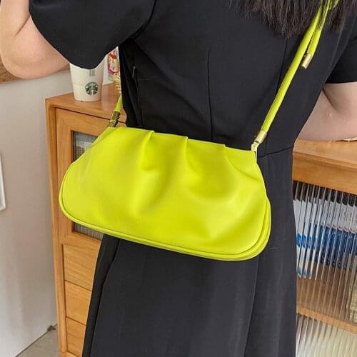 Casual Small Womens Bag Clouds Pleated Crossbody Bags Female Luxury Soft Leather Shoulder Bags Summer Green Designer Handbags