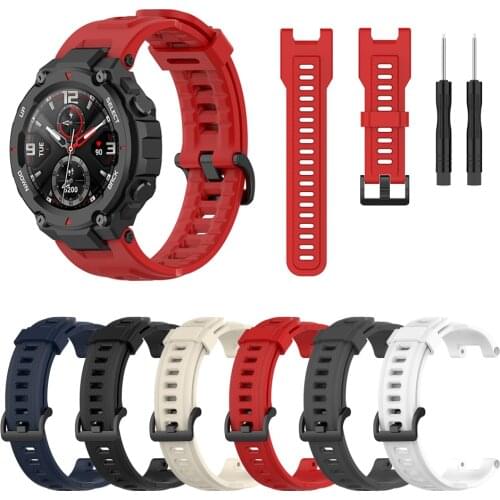 Silicone Band For Amazfit T-rex Rex A1918 Smart Watch Original Silicone Watchstrapfor Huami Amazfit T-rex Bracelet Black Buckle