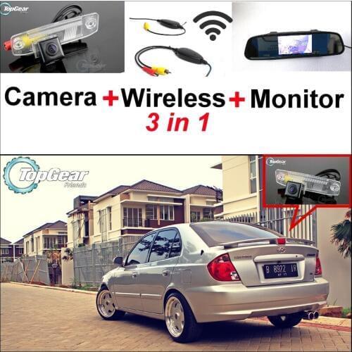 3in1 Special Rear View Camera + Wireless Receiver + Mirror Monitor Backup Parking System For Hyundai Avega Brio Super Pony Verna