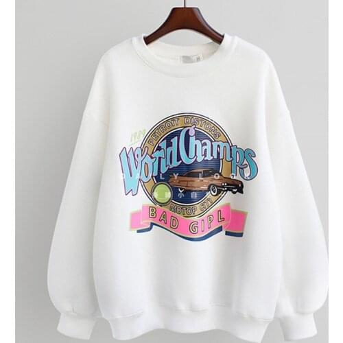 Harajuku Autumn Winter Thick Warm Sweatshirt Women Tops Fashion Print O-Neck Casual Pullover Female Loose Sweatshirts Tide G1286