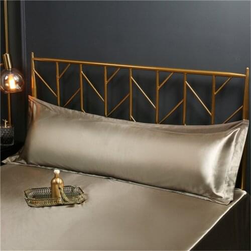Ultra Soft Breathable Body Pillow Cover Couple Double Pillowcases with Envelope Closure Solid Color Long Satin Silk Pillow Cases