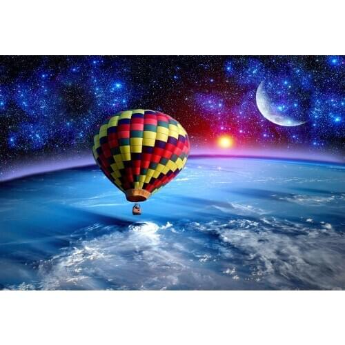 VinylBDS Space Background Hot Air Balloon Backdrop Wedding Starry Sky Photo Background Photography Children Background