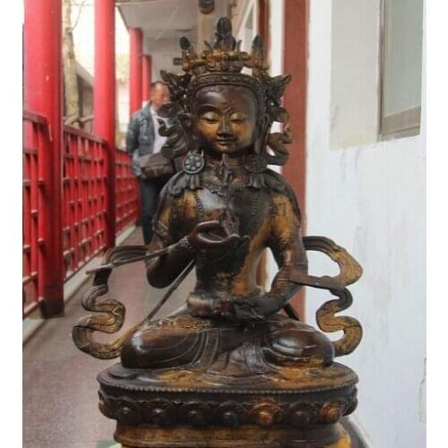 Xd 001966 Tibet Buddhism Copper Bronze Seat Vajradhara Vajrasattva Goddess Buddha Statue