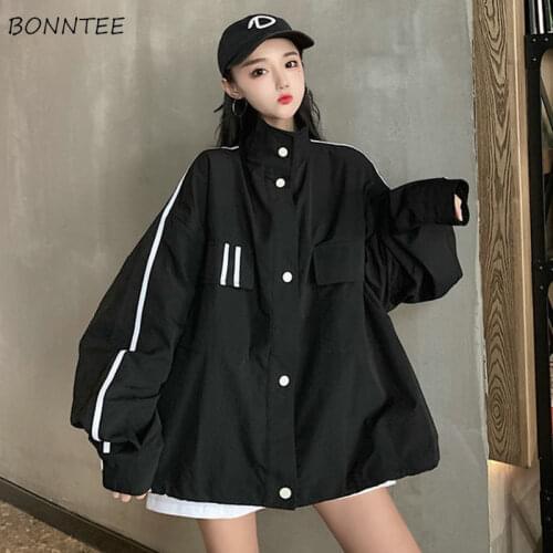 Y2K Jackets Women Clothes Bright Line Decoration Autumn Outwear BF Leisure Breathable Soft Elegant Design Loose Movement Hipster