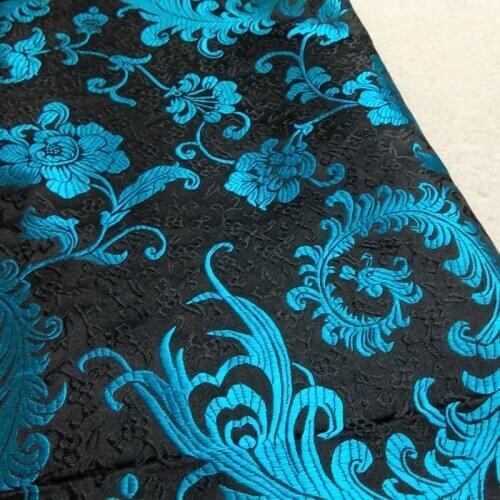 ViaPhil Brand Blue Peacock Tail Feather Jacquard Brocade Fabric 50x72cm Textile Tissue Patchwork