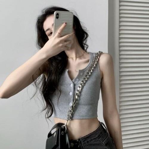 Women Tank Tops 2021 New Tank Tops Solid T-shirt Short Casual Gym Tank Top Women Korean Tops Simple Women clothing Small Fresh