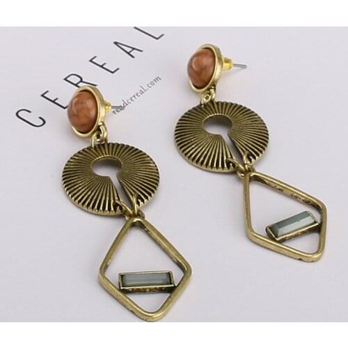 Long Round Geometry Drop Earrings For Women Vintage Retro Alloy Female Pendant Earring Fashion Jewelry boucle d'oreille femme