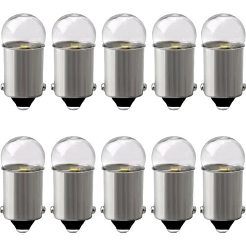 10Pcs High Bright Car Led Bulbs Glass Housing BA9S/T4w Socket 3030 Chip Auto White Clearance Lamps License Plate Lights Diode