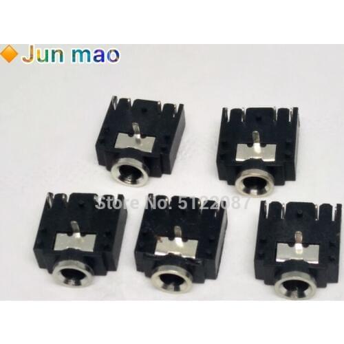20pcs/LOT 3.5mm 5PIN Double Vocal Tract Female Earphone Socket Stereo Jack Socket Audio Jack Connector PCB 3F07 5PIN NEW