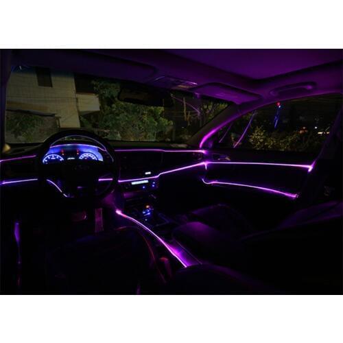 6M LED Car Neon EL Strip Light Sound Active Remote Control RGB Interior Auto Dashboard Decorative Atmosphere Strip Lamp 12V