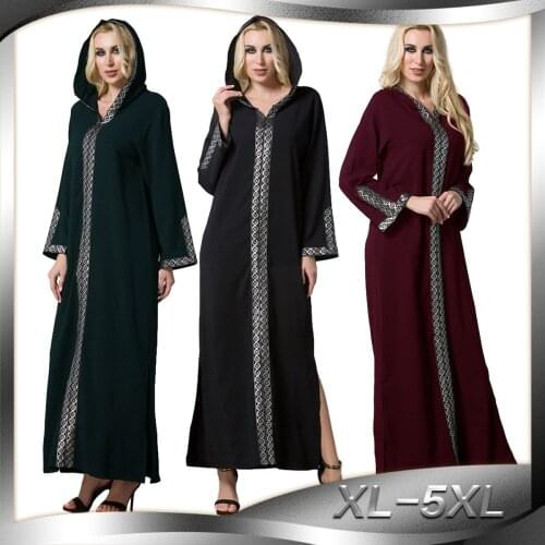 Arabian Dress Turkish Muslim Side Split Hooded Dress Worship Fashion Robe Arabic Dress Pakistani Dress