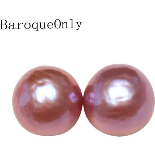 Baroqueonly Edison baroque natural pearl pair of round beads purple pink golden pearl for diy drop earring jewelry making BYN