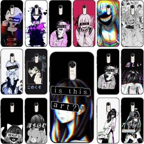 YNDFCNB Sad Anime Aesthetic Senpai Phone Case for RedMi 4X 5 plus 5 6 7 8 9 A 6pro Go K20 cover