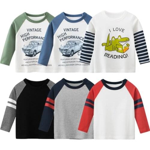 Kids Autumn Sweatshirt Clothing Boys 100% Cotton T-shirts 2021 New Arrival Long Sleeve Children Clothes T-shirts for 2-9Y Boys