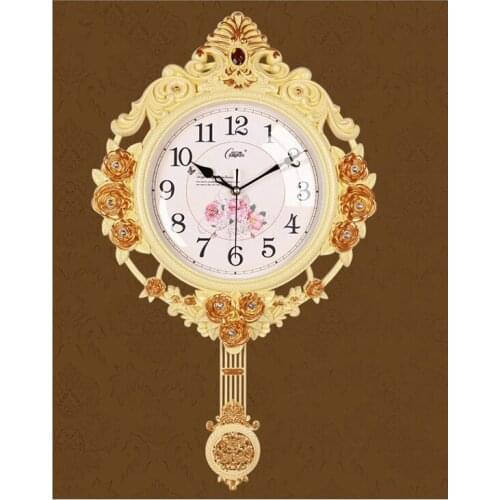 Europe Modern Large Wall Clock Vintage 3D Creative Swing Clocks Wall Home Decor Silent Living Room Bedroom Wall Clocks Plastic