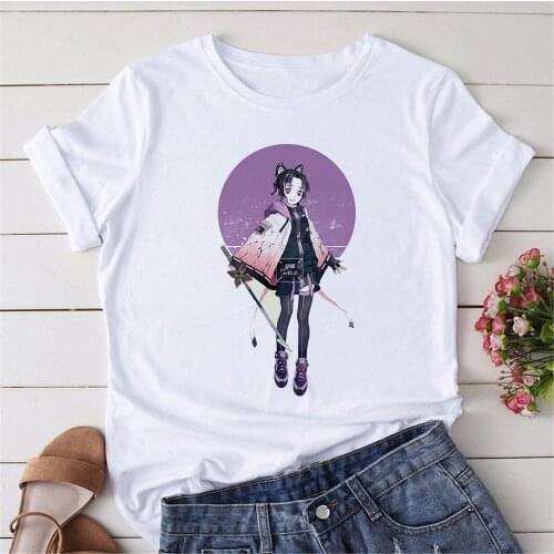 Anime Demon Slayer Kimetsu No Yaiba T Shirt Women Kawaii Demon Slayer Tshirt Kochou Shinobu Print Graphic Tees Female