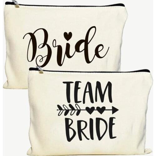 Team Bride squad makeup bag Wedding engagement bridal shower Bachelorette hen night Party supplies Bridesmaid Proposal gift