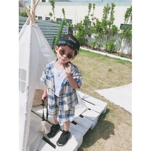 Boys Suits Set Formal Casual Plaid Kids Blazer for Boys Short Sleeves Blazers Shorts 2pcs Fashion Summer 2019 Kids Clothing Suit