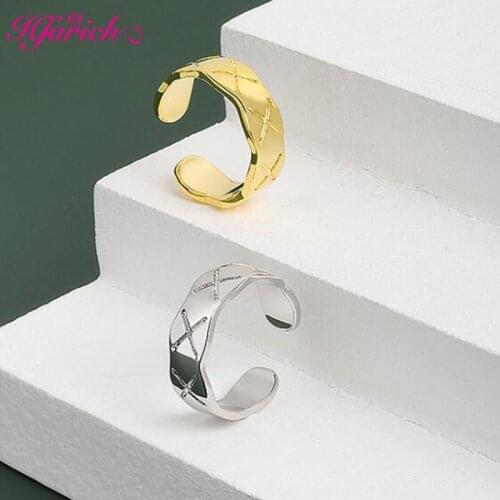 Fashion Jewelry Rings Hot Selling Metal Geometric Round Cross Line Open Ring Women Finger Ring For Girl Lady Party Wedding Gifts