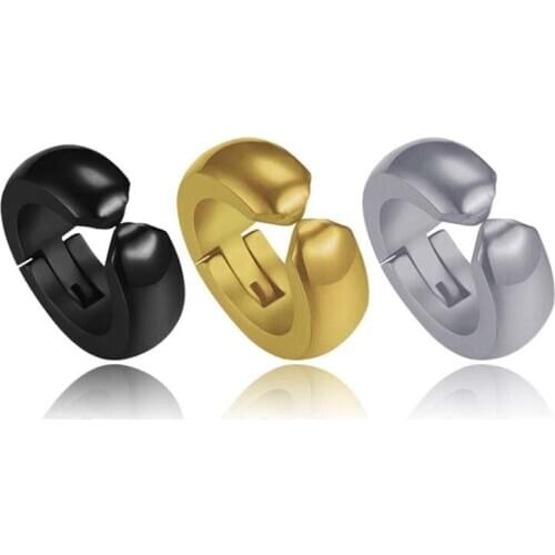 Fashion Gothic Punk Stainless steel Earrings For Women Men Hip Hop Arc surface Clip Ear Jewelry Birthday Gifts 2 pieces