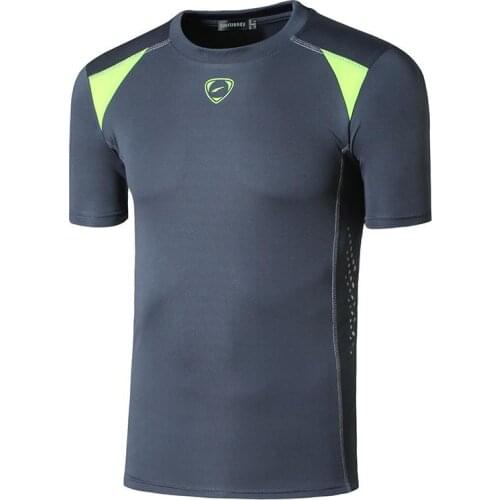 Jeansian Mens Sport Tee Shirt Tshirt T-Shirt Tops Running Gym Fitness Workout Football Short Sleeve Dry Fit LSL1058 Gray2
