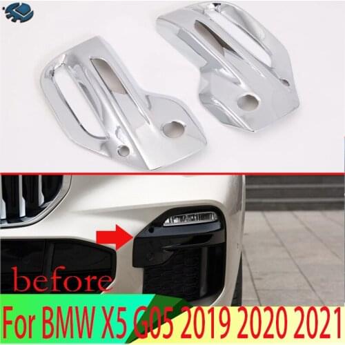 For BMW X5 G05 2019 2020 ABS Chrome Front Fog Light Lamp Cover Trim Molding Bezel Garnish Sticker