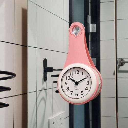 Nordic creative waterproof kitchen bathroom clock mute toilet multi color Mini sucker wall clock gothic room decor watch CL31707