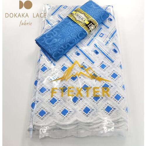 Sky Blue 2.5+2.5 Yards Swiss Voile Lace In Switzerland And Bazin Riche Fabrics 2020 New Guinea Senegal African Wedding Basin