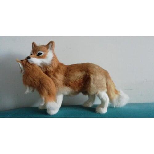 New creative simulation fox model polyethylene&furs fox mother&baby doll gift about 35cx22m xf0748