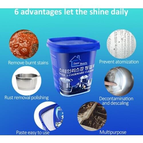 Stainless Steel Cleaning Paste Kitchen Multifunction Decontamination Cleaning Paste Cookware Metal Polishing Cleaning Cream